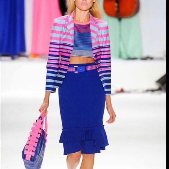 Nanette Lepore Jackets & Blazers - Nanette Lepore Pink/Blue Striped Blazer sz 4